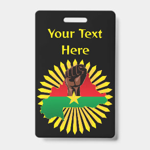 Burkina Faso Map, Flag and Revolution Fist Badge