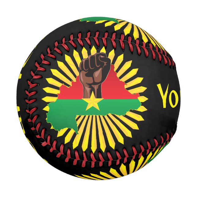 Burkina Faso Map, Flag and Revolution Fist Baseball (Front Left)