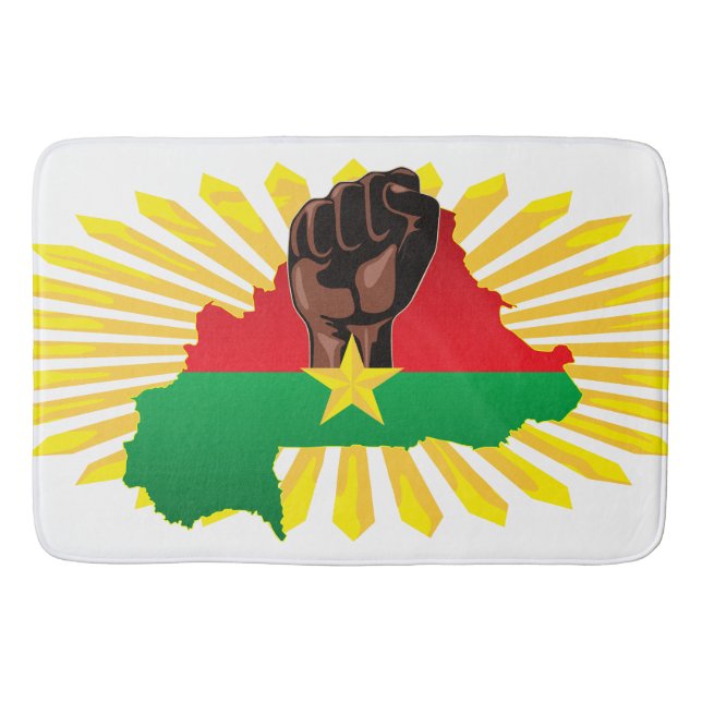 Burkina Faso Map, Flag and Revolution Fist Bath Mat (Front)