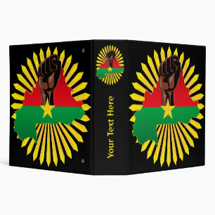 Burkina Faso Map, Flag and Revolution Fist Binder