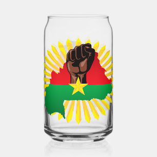Burkina Faso Map, Flag and Revolution Fist Can Glass