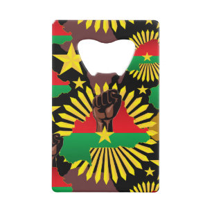 Burkina Faso Map, Flag and Revolution Fist Credit Card Bottle Opener