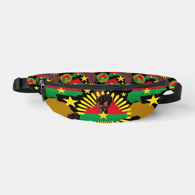 Burkina Faso Map, Flag and Revolution Fist Fanny Pack (Front)