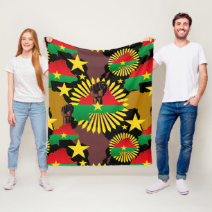 Burkina Faso Map, Flag and Revolution Fist Fleece Blanket