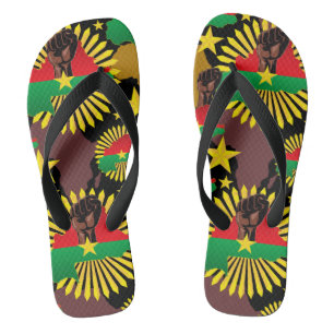 Burkina Faso Map, Flag and Revolution Fist Flip Flops