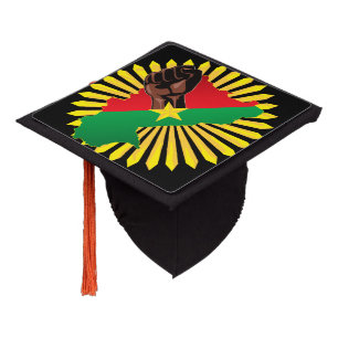 Burkina Faso Map, Flag and Revolution Fist Graduation Cap Topper