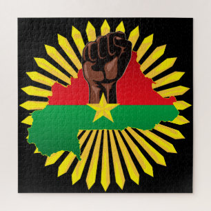 Burkina Faso Map, Flag and Revolution Fist Jigsaw Puzzle