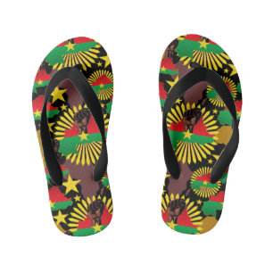 Burkina Faso Map, Flag and Revolution Fist Kid's Flip Flops