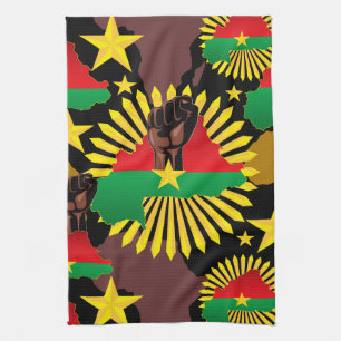 Burkina Faso Map, Flag and Revolution Fist Kitchen Towel