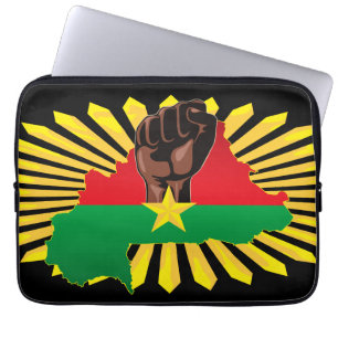Burkina Faso Map, Flag and Revolution Fist Laptop Sleeve