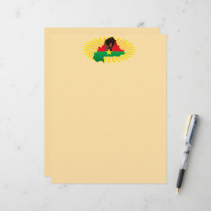 Burkina Faso Map, Flag and Revolution Fist Letterhead