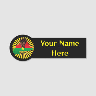 Burkina Faso Map, Flag and Revolution Fist Name Tag