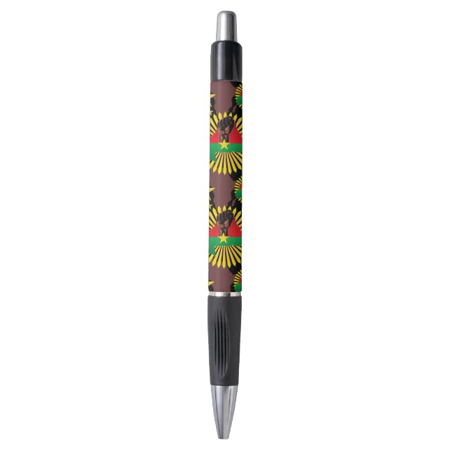 Burkina Faso Map, Flag and Revolution Fist Pen (Front Vertical)