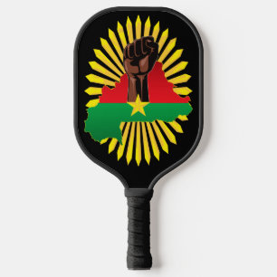 Burkina Faso Map, Flag and Revolution Fist Pickleball Paddle