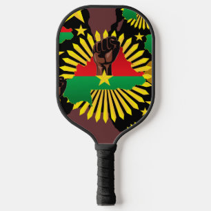 Burkina Faso Map, Flag and Revolution Fist Pickleball Paddle