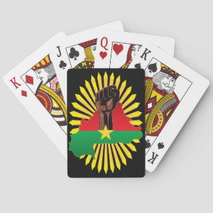 Burkina Faso Map, Flag and Revolution Fist Playing Cards