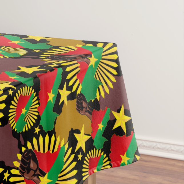 Burkina Faso Map, Flag and Revolution Fist Tablecloth (In Situ)