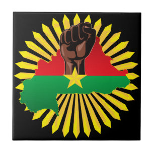 Burkina Faso Map, Flag and Revolution Fist Tile