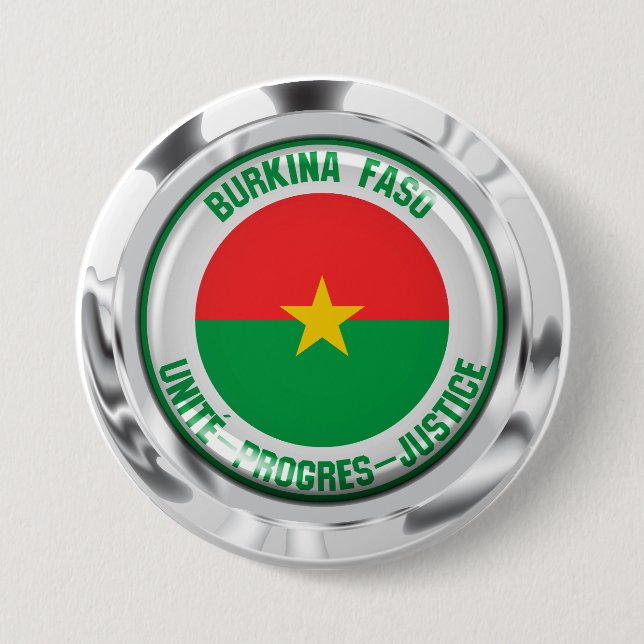 Burkina Faso Round Emblem 3 Inch Round Button (Front)