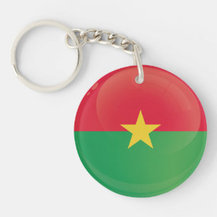 Burkina Faso  Round Icon Flag Keychain