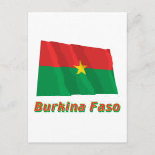 Burkina Faso Waving Flag with Name Postcard