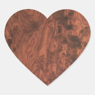 Burl Mahogany Wood Texture Heart Sticker