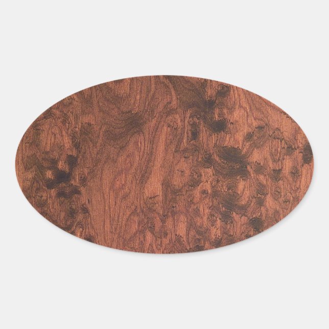 Burl Mahogany Wood Texture Oval Sticker (Front)