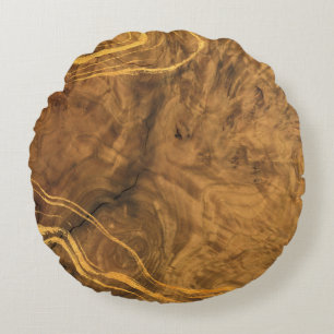 Burl wood design, Log  Pouf Accent Pillow