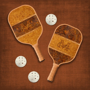 Burl Wood Graphic Monogram Pickleball Paddle