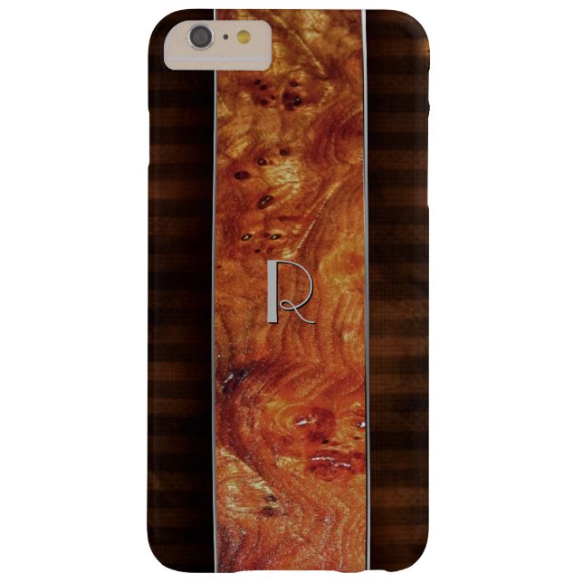 Burl Wood Look Monogrammed iPhone 6 Plus Case (Back)