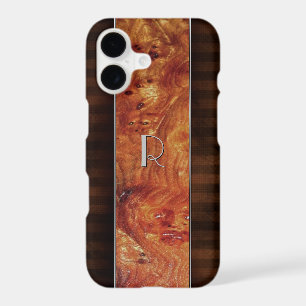 Burl Wood Look Monogrammed iPhone 7 Plus Case