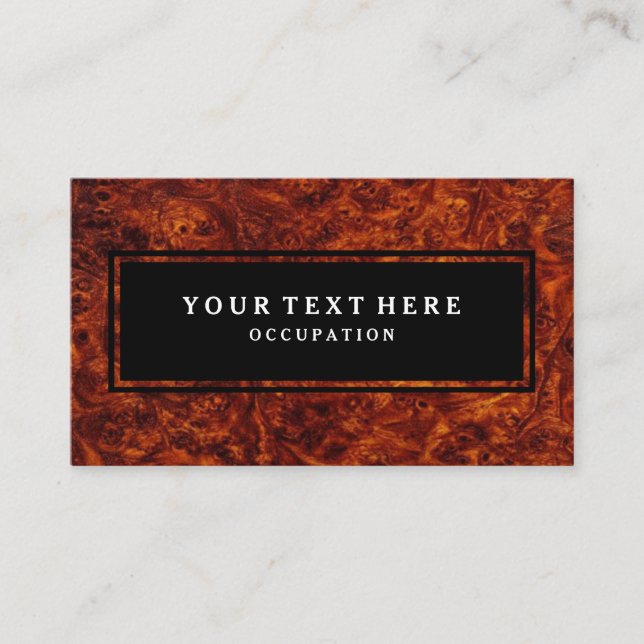 Burl Wood Pattern and Your Text Business Card (Front)