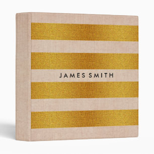 Burla  And Gold Glitter Badge Striped Personalized Binder