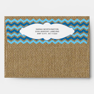 Burlap airplane baby shower envelope