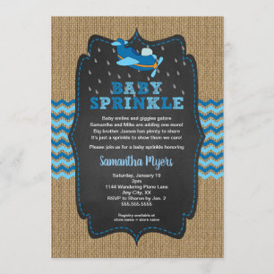Burlap Airplanes Boy baby sprinkle invite
