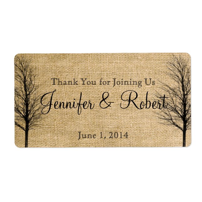 Burlap and Birch Posh Water Bottle Label (Front)