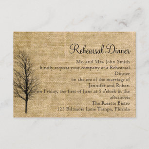Burlap and Birch Posh Wedding Rehearsal Invitation