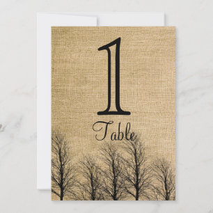 Burlap and Birch Posh Wedding Table Number