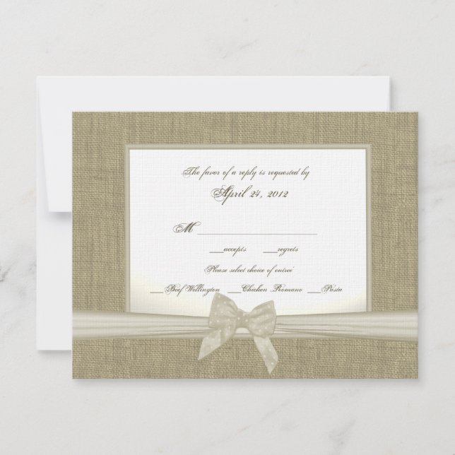 Burlap and Bow Rustic Wedding RSVP (Front)