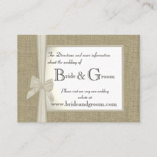 Burlap and Bow Wedding Web Info Enclosure Card