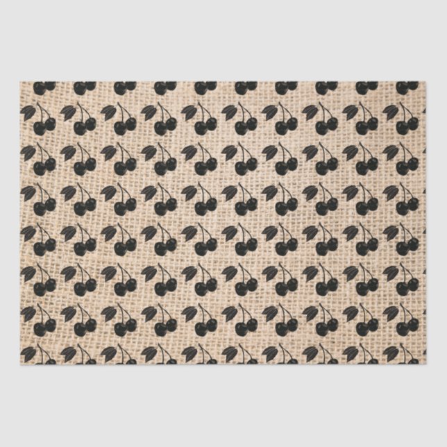 Burlap and Cherries Tissue Paper (Front)