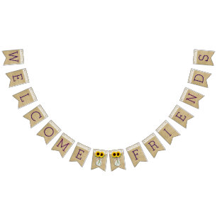 Burlap and Lace Look with Sunflowers in Mason Jar Bunting Flags