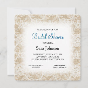 Burlap and Lace Personalized Bridal Shower Invitation