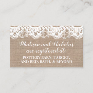 Burlap and Lace Registry Insert Cards, Rustic