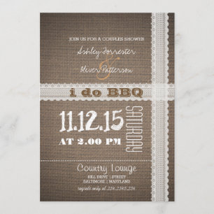 Burlap and Lace Rustic Country I Do BBQ Invitation