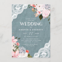 Burlap and Lace Rustic Dusty Blue Floral Wedding
