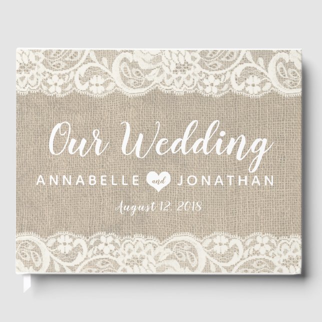 Burlap and Lace Rustic Mariage livre d'hôtes (Recto)