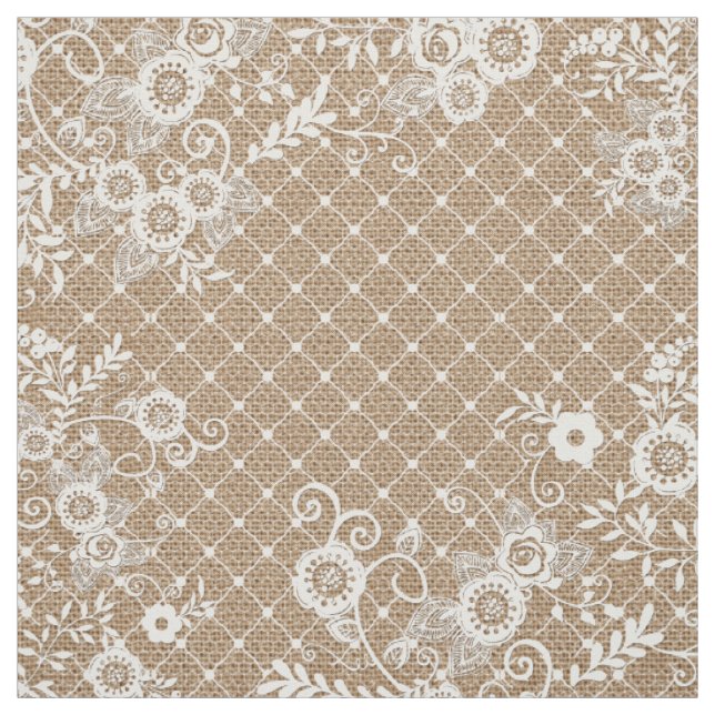 Burlap and Lace Shabby Chic Fabric (Swatch)