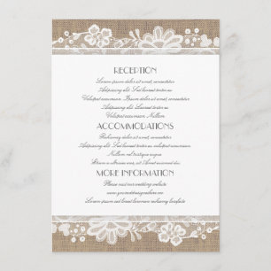 Burlap and Lace Wedding Information Enclosure Card