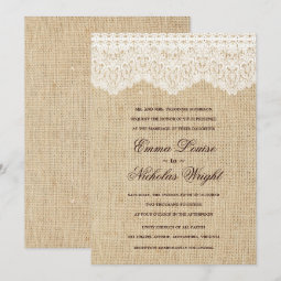Burlap and Lace Wedding Invitations | Zazzle